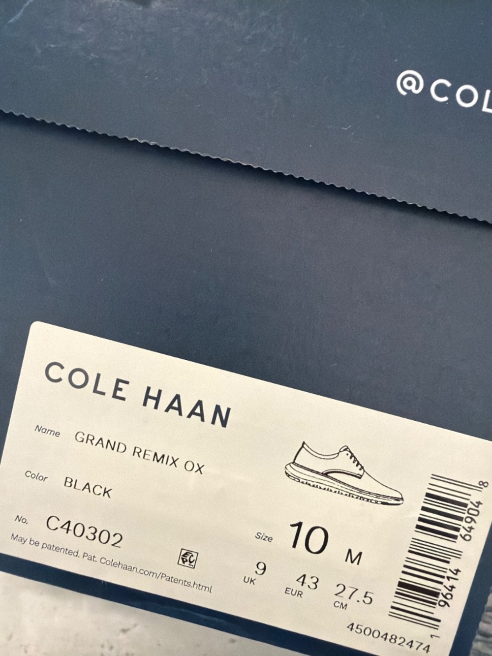 NEW! Cole Haan Grand Remix Ox Leather Sneaker, Black Men’s Size 10 BRAND NEW - Picture 5 of 9